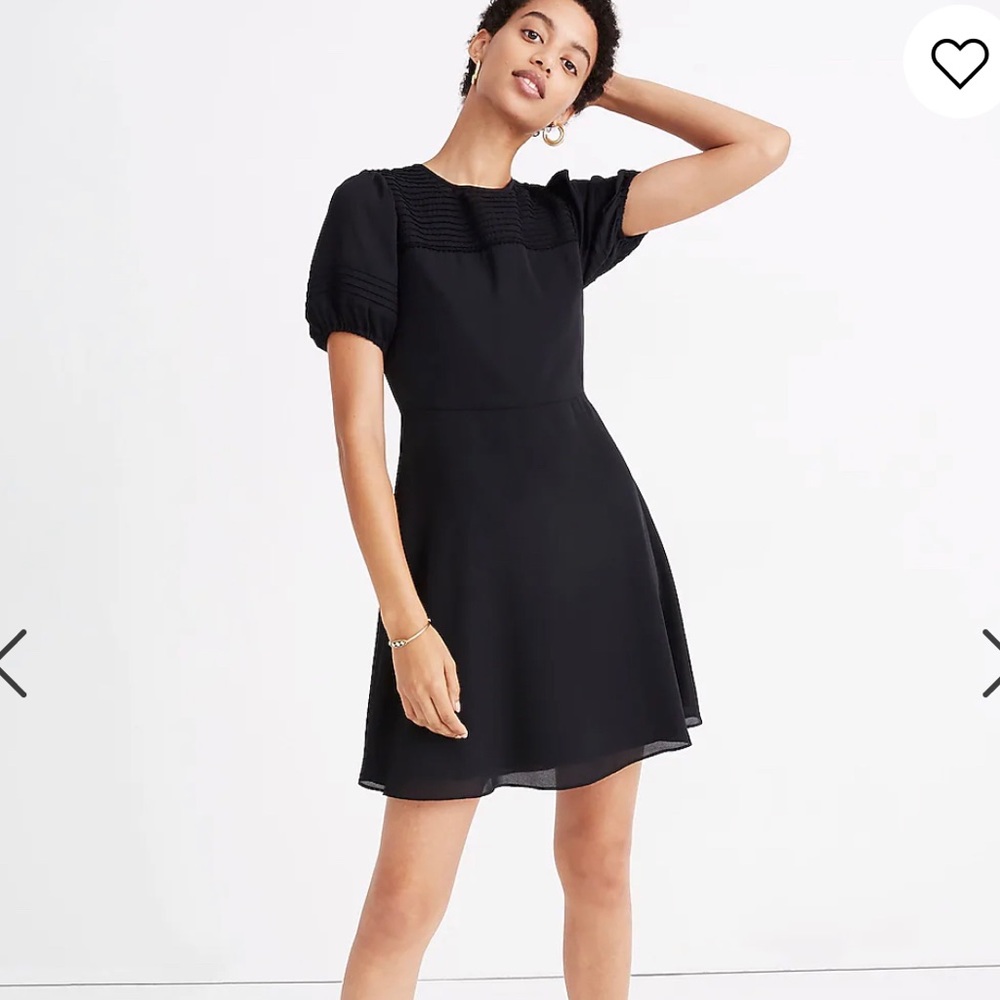Madewell pin tuck puff sleeve mini dress